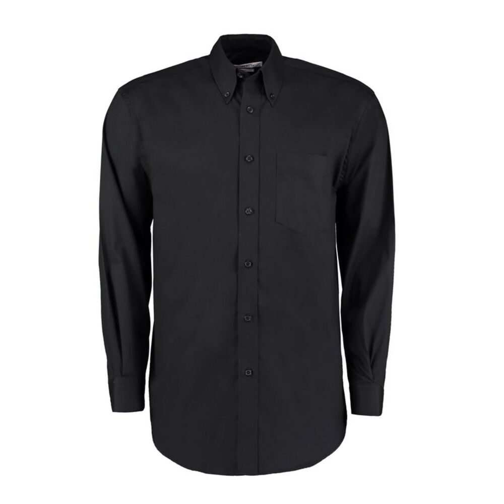 Kustom Kit Mens Oxford Classic Long-Sleeved Shirt / Black